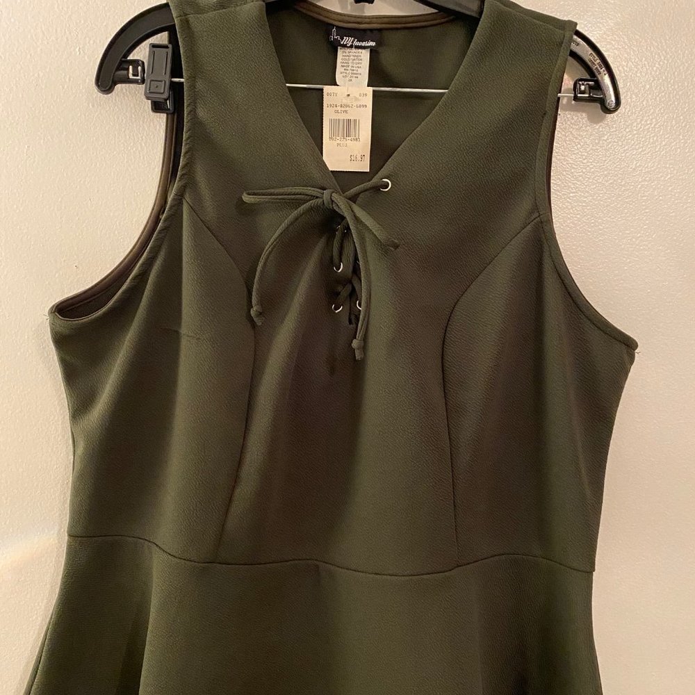 Sleeveless OLIVE GREEN top  Polyester & Spandex